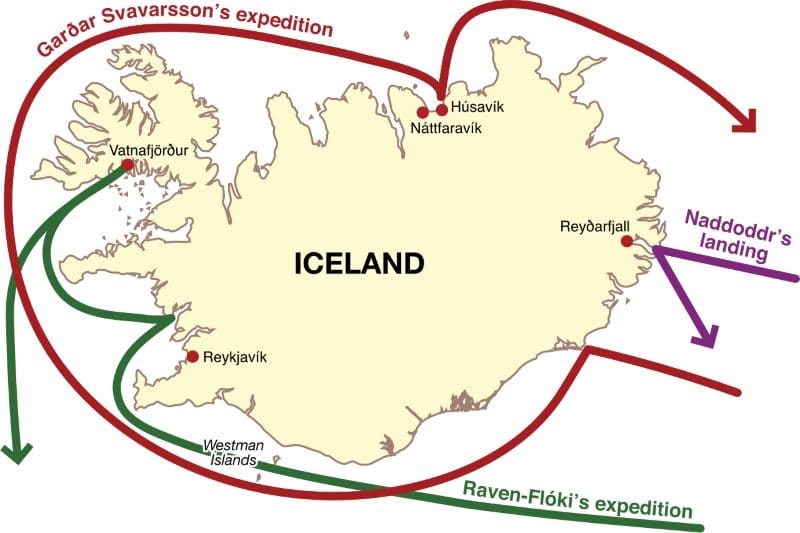 Carte des premiers découvreurs de l'Islande