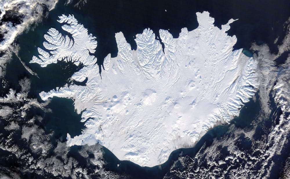Islande photo satelitte sous la neige